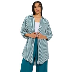 Torrid Teal Striped Washable Gauze Open Front Shirt Kimono Women's Size 14 / 16.